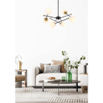 6581/6 MODERNI LN25 108 черный, золотой/белый металл  /стекло Люстра потолочная E14 6*40W 220V MELODY