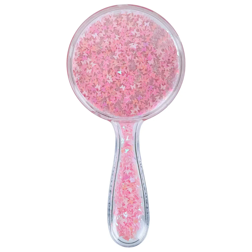 Расческа для волос массажная 15х7 см, с блестками прозрачный/розовый, MONTE VITA (МОНТЕ ВИТА), 457424