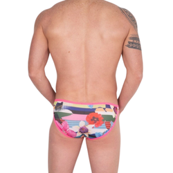 Мужские трусы слипы с разноцветным принтом и розовой окантовкой Cosmos Colors FR20_PBW