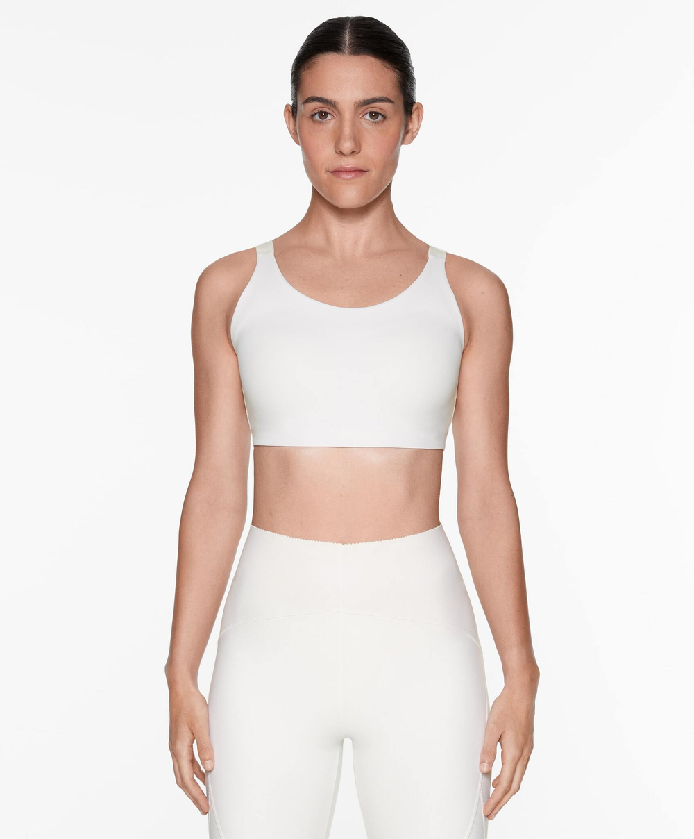 Oysho Спортивный бюстгальтер с высокой степенью поддержки, белый