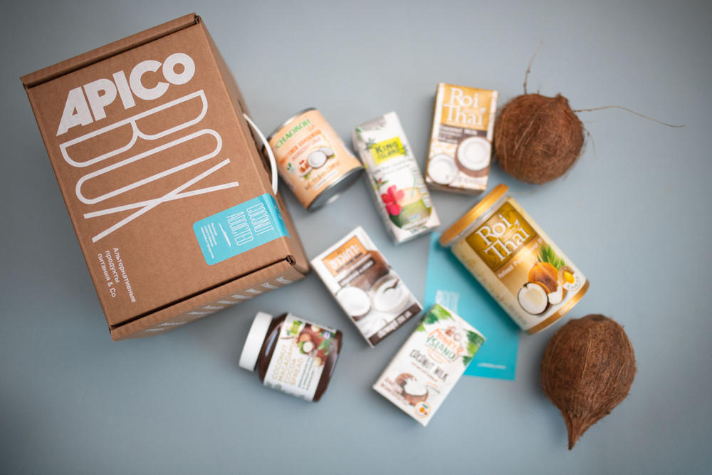 Набор продукты питания из кокоса APICO BOX №4 "Coconut Addicted", подарочный набор из 7-ми продуктов на основе кокоса, новогодний подарок
