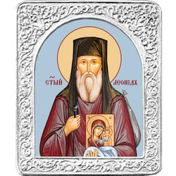 Святой Леонид. Маленькая икона в серебряной раме.