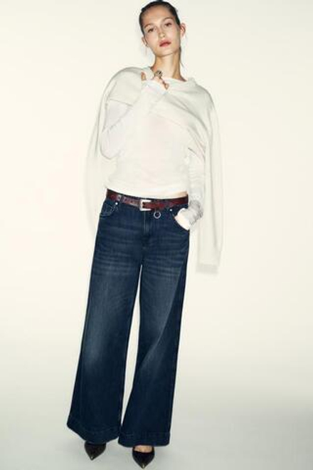 ZARA ДЖИНСЫ Z1975 СВОБОДНЫЙ ШИРОКИЙ КРОЙ С ВЫСОКОЙ ПОСАДКОЙ, СИНИЙ