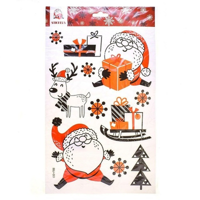 Наклейка новогодняя 25*42 см, 3 видов микс, пакет
