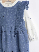 Комбинезон и боди в комплекте для девочки Next Q94-796, Синий, Молочный