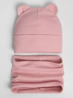 Шапка для девочки осенняя с ушками и снуд