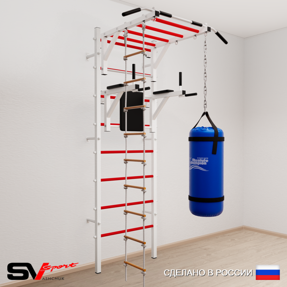 Шведская стенка Sv Sport усиленная 6422 (Турник рукоход/Брусья/Лестница/Цепь/Мешок 22кг)