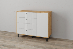 Комод Катрин-13, Дуб крафт золотой, Карбон фарфор