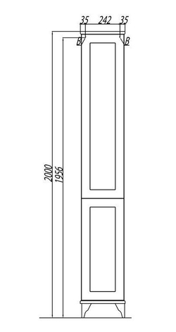 Пенал Акватон Леон Н, 190х32.5х31 дуб белый схема