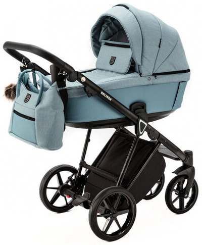 Детская коляска Adamex Belissa 2 в 1 B-PS41 (СЕР-ГОЛУБ.ТК+СЕР-ГОЛУБ.ПЕРФ.КОЖА)