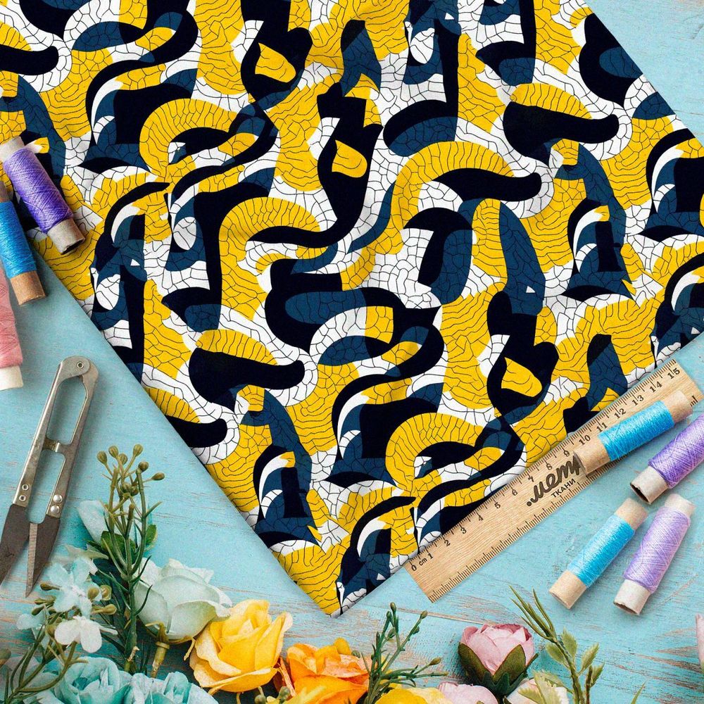 Ткань премиум шелк искусственный Армани морской водоворот впечатлений