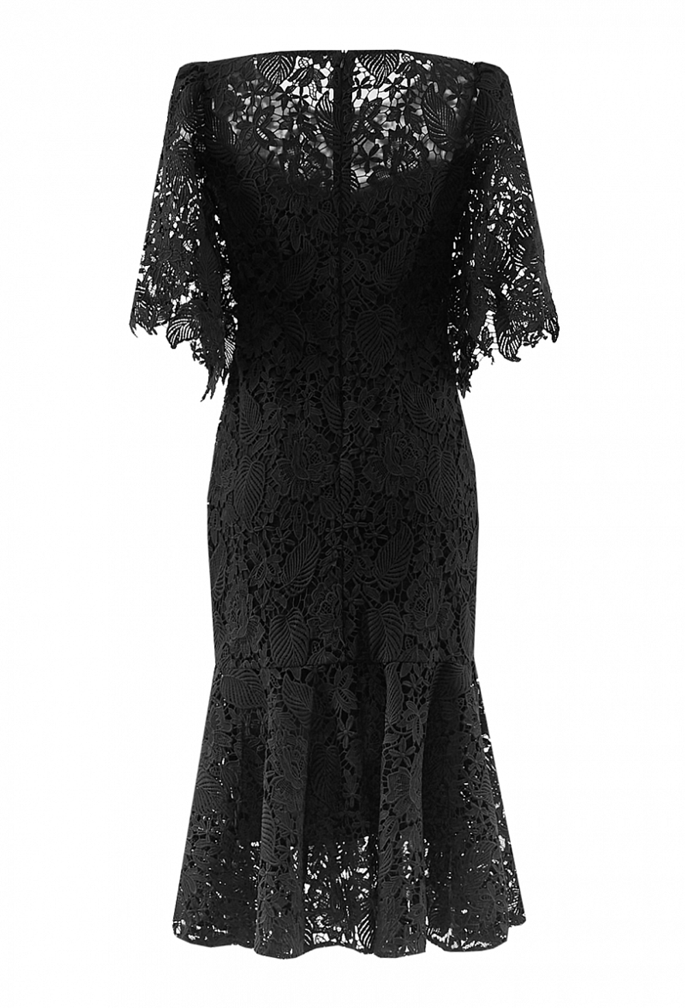 Кружевное платье-футляр с широким рукавом чёрное 31-02-20 SS