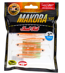 Виброхвост LJ 3D Series Makora Shad Tail 3.0in (7,6см), цвет 007, 7 шт.