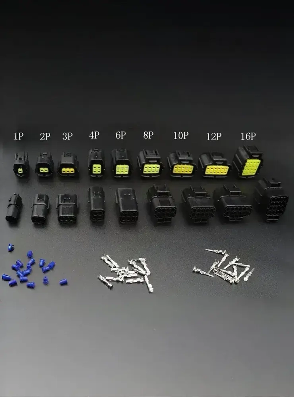 Разъем герметичный 6 pin (6 контактов), без проводов, 1 комплект, универсальный (мама + папа)