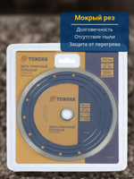Диск алмазный отрезной тундра , сплошной, мокрый рез, 180 х 22 мм 1032297
