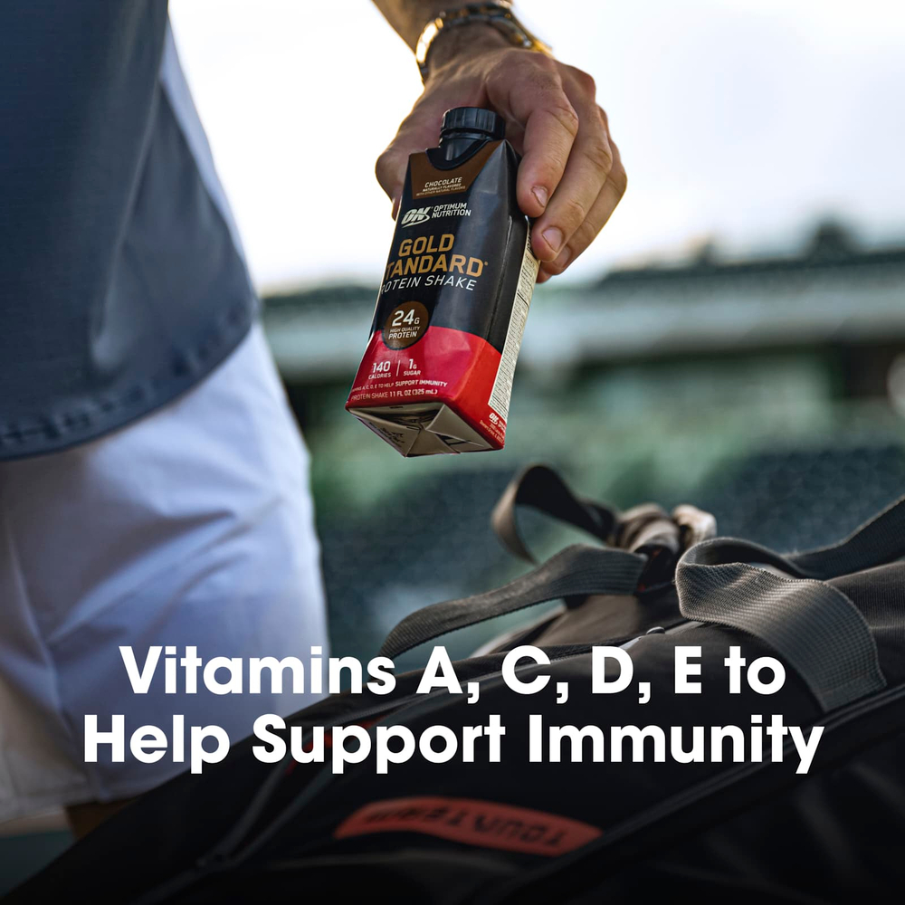 Optimum Nutrition, Gold Standard®, протеиновый коктейль, кофейный латте, 4 коробки по 325 мл (11 жидк. Унций)