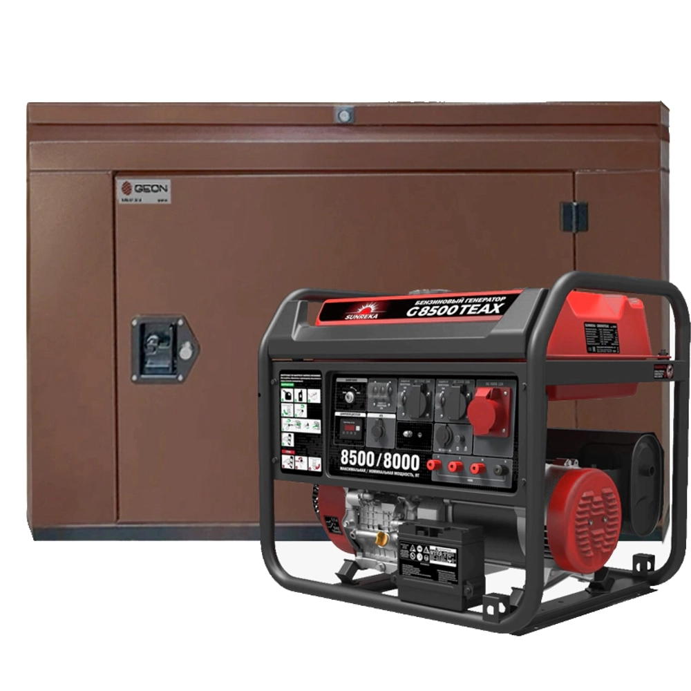 Генератор бензиновый SUNREKA G8500TEAX с кожухом Geon 1200 RAL 8017