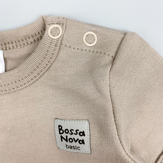 Боди хлопковое Basic песочное с коротким рукавом