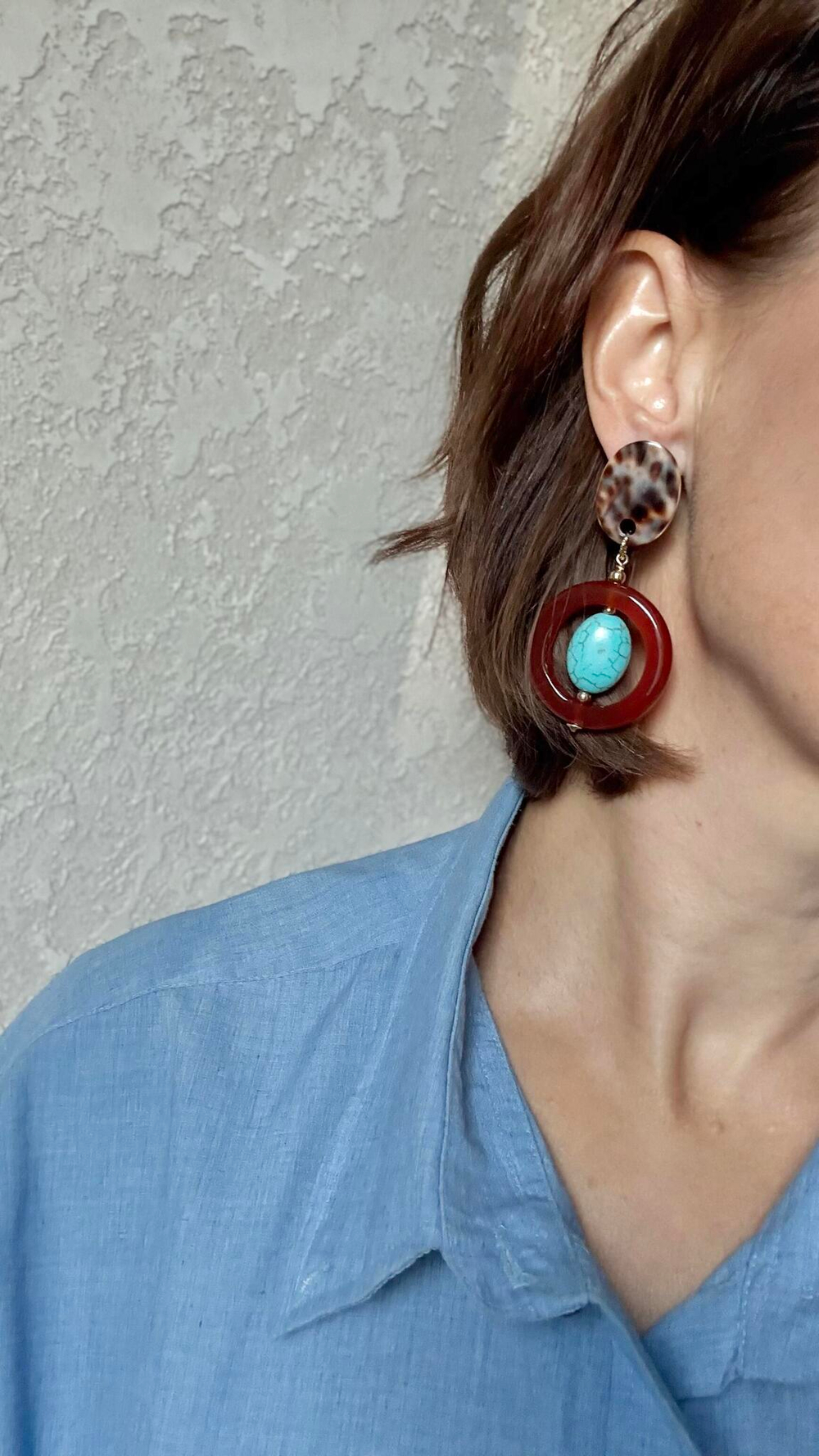 Серьги Nature Bijoux, Surabaya, с агатом, говлитом и раковиной тигровой Ципреи, NB25.2-12-90312 (кор