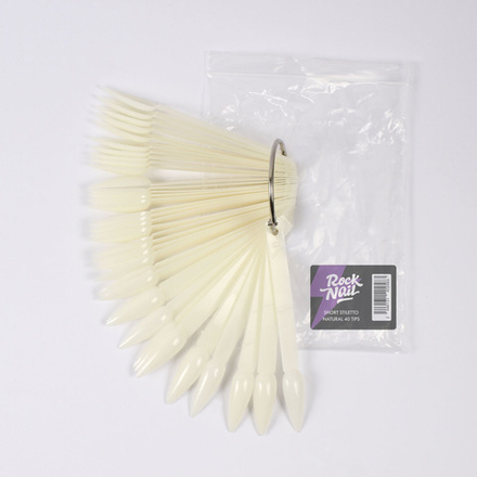 Типсы Short Stiletto Natural, Rock Nail 40шт.