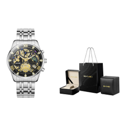 SKMEI Quartz Movement Stainless Steel Strap Watch Men"s Watches Black Dial