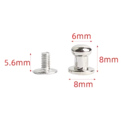Заклепки (5шт) круглые 8х8мм на винте для ремней, декора обуви, одежды, бижутерии.