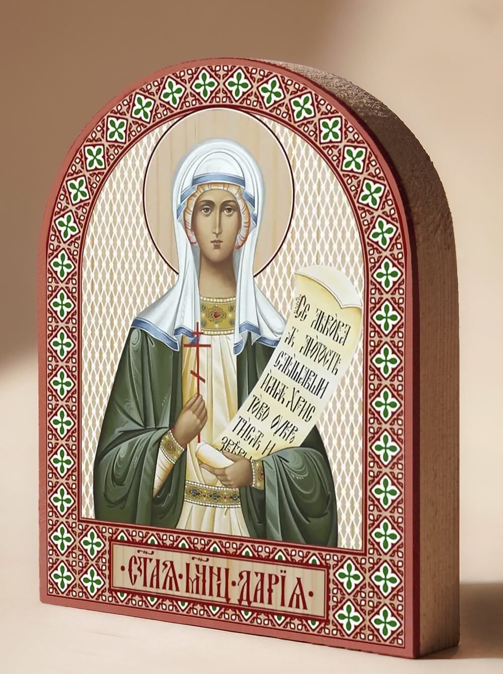 Икона аркой Дария (зеленая) на дереве: 95 х 120 (Синопсисъ)