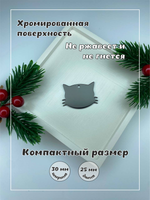 Кулон адресник, хромированный, в виде кошки,черный
