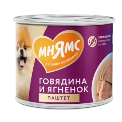 Влажный корм мнямс паштет из говядины и ягненка для собак всех пород «здоровые суставы» 200 г