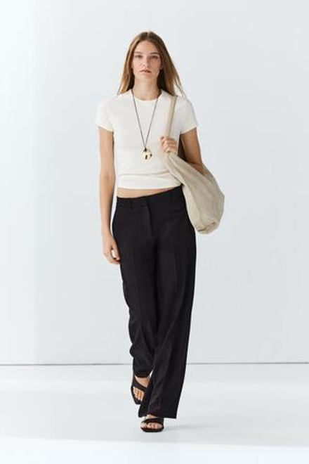 Massimo Dutti Свободные брюки прямого кроя, черный