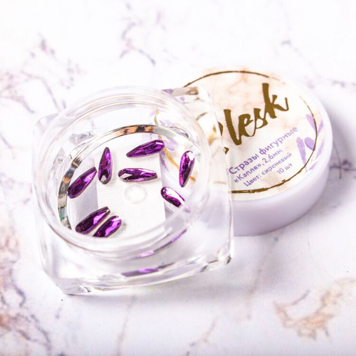 Blesk, Стразы фигурные "Капля", цвет сиреневый 2*6 мм (10 шт)