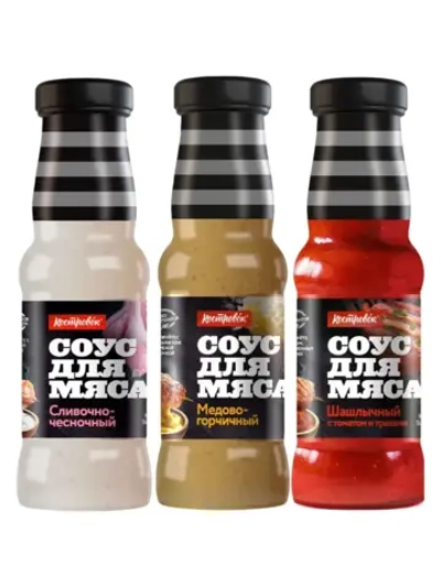 Соусы Сливочно-чесночный, Медово-горчичный, Шашлычный 3 шт