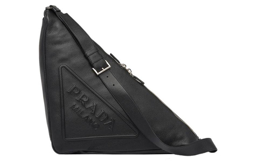 PRADA Large Leather Triangle Shoulder Bag