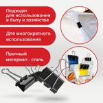 Зажимы для бумаг BRAUBERG комплект 12 шт. 25 мм на 100 листов черные картонная коробка (12 штук в упаковке)