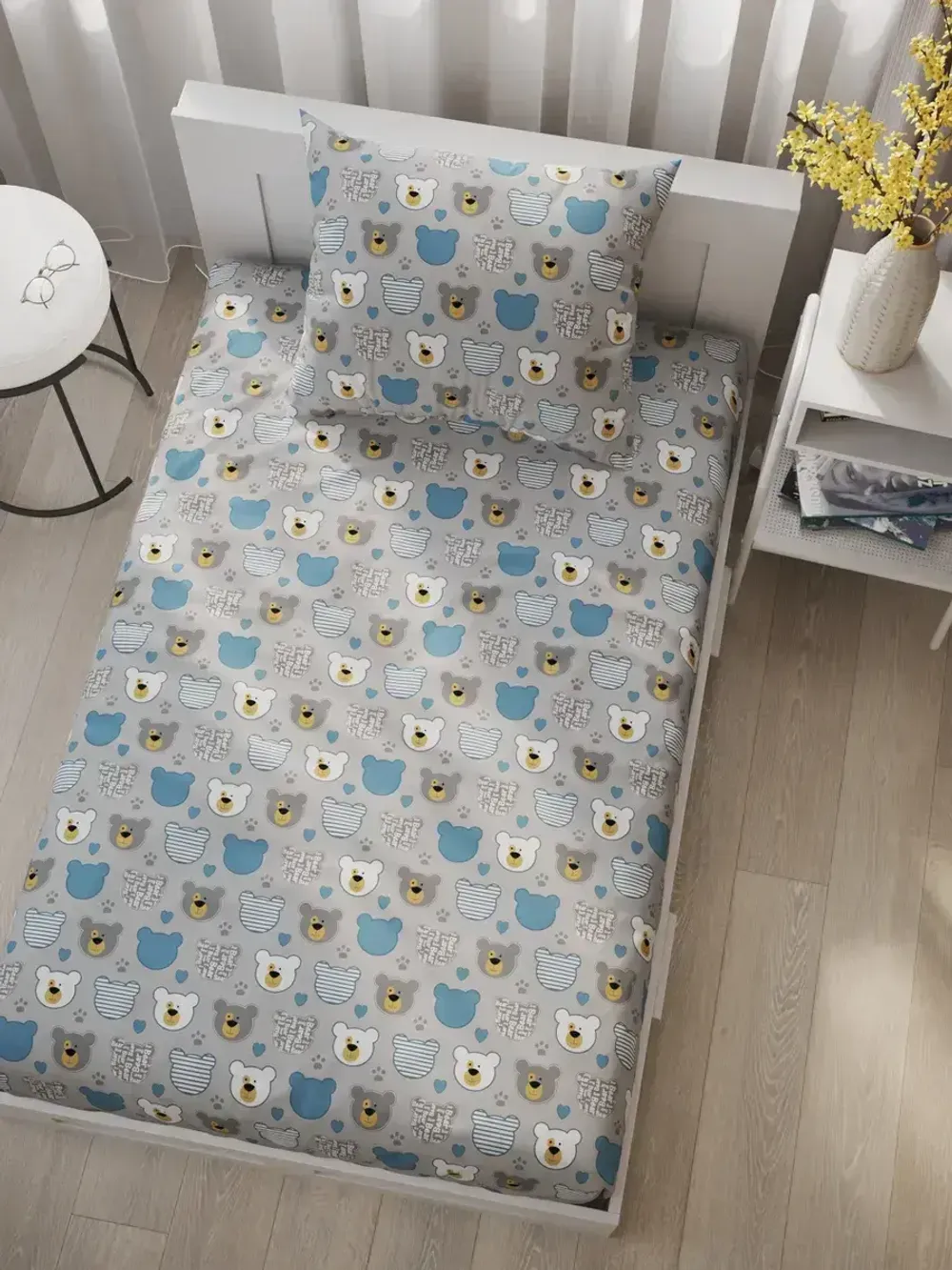 Наволочка комплект 2шт бязь Сказка "Мишки пэчворк" 30х30 см на молнии