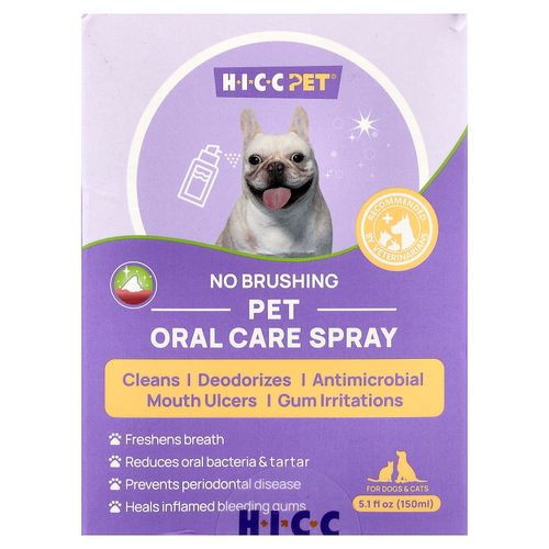 HICC Pet, спрей для ухода за полостью рта, для собак и кошек, 150 мл (5,1 жидк. унции)
