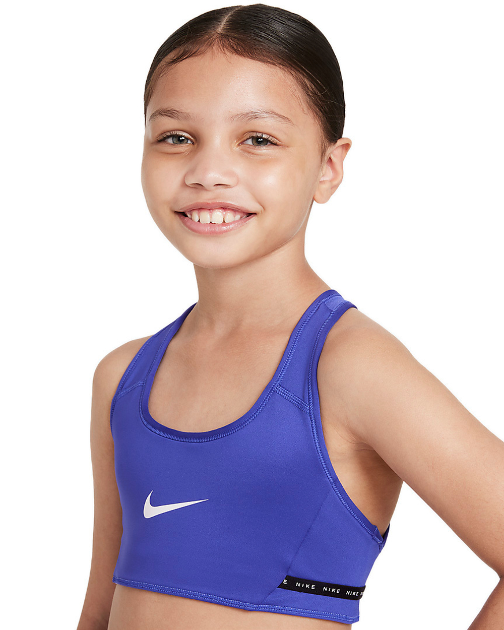 Топ для девочки теннисный Nike Dri-Fit Swoosh Rev Bra G - lapis/black/white