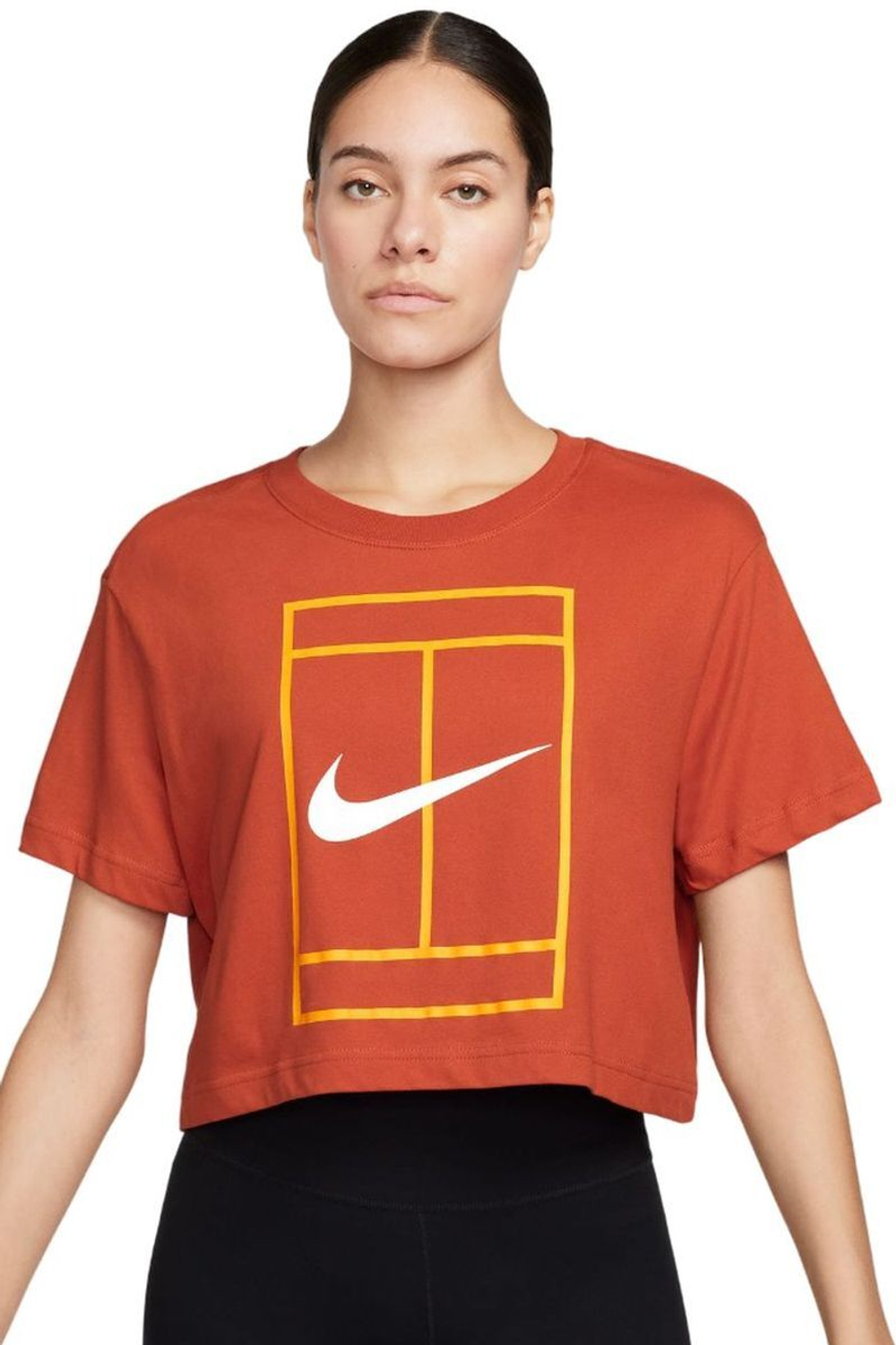 Женская теннисная футболка Nike Court Dri-Fit Heritage Crop Top - Коричневый