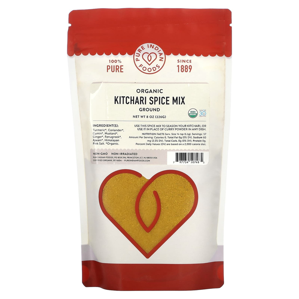 Pure Indian Foods, Органическая смесь специй Китчари, молотая, 226 г (8 унций)