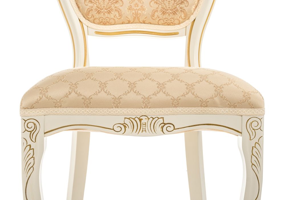 Деревянный стул Лауро слоновая кость с золотой патиной / бежевый тесьма 11