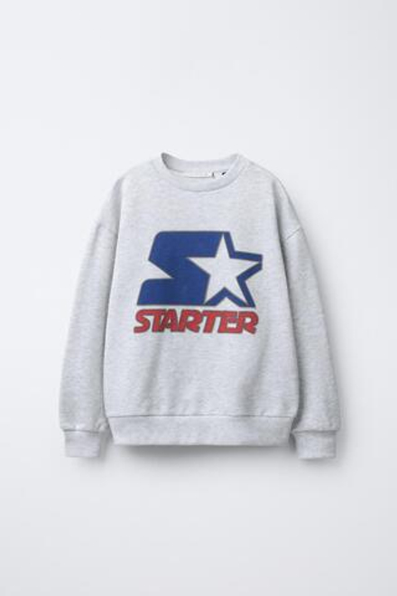 ZARA ТОЛСТОВКА С ПРИНТОМ STARTER ®, СЕРЫЙ МЕЛАНЖ