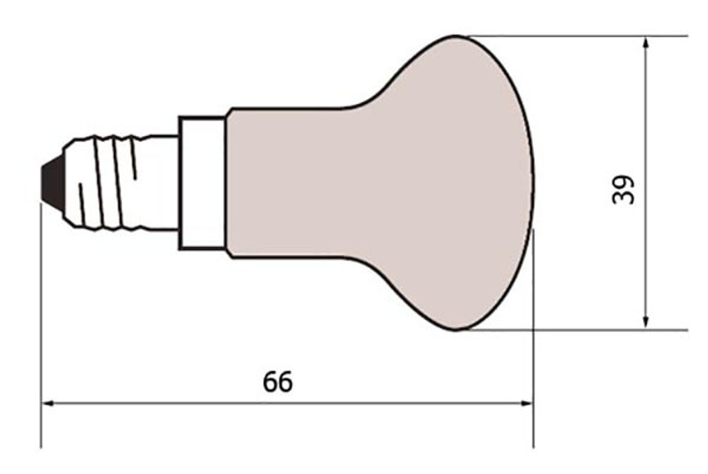 Лампа накаливания зеркальная 30W R39 Е14, Белая