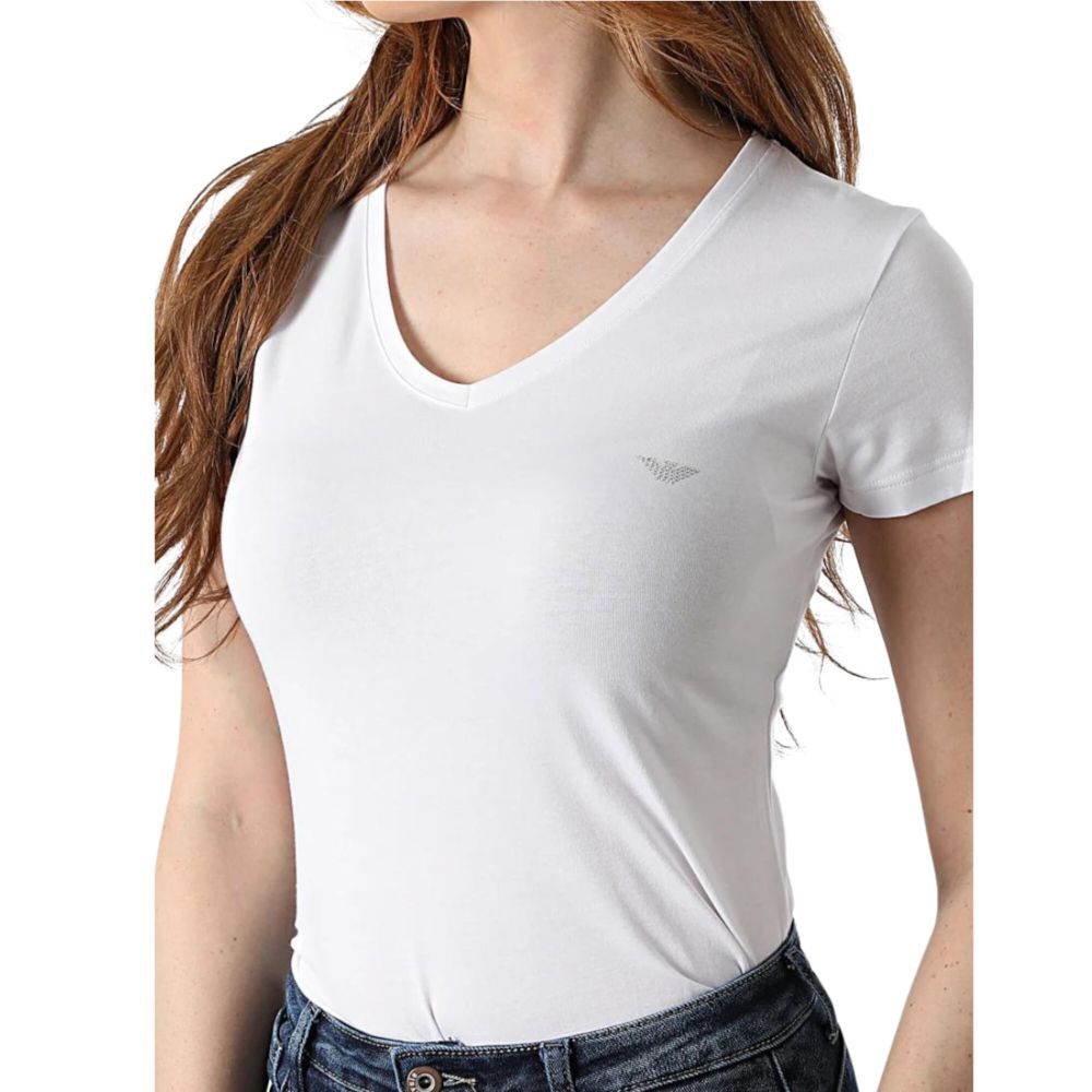 Женская футболка белая V NECK Emporio Armani 164407_CC318 00110