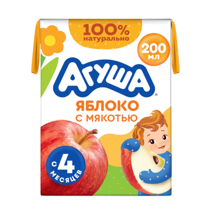 Сок детский Агуша яблоко с мякотью 200 мл