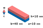Неодимовый магнит прямоугольник 40х10х10