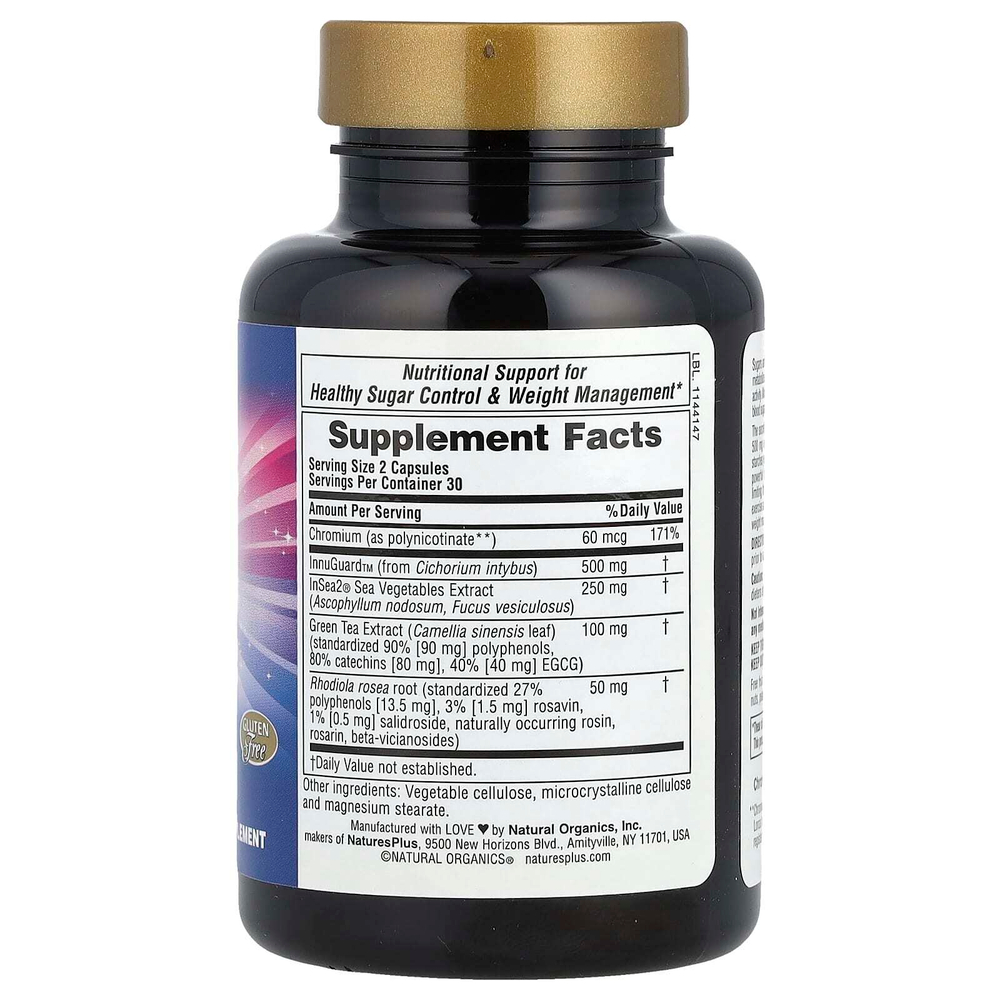 NaturesPlus, Sugar Armor, добавка для контроля сахара, 60 вегетарианских капсул