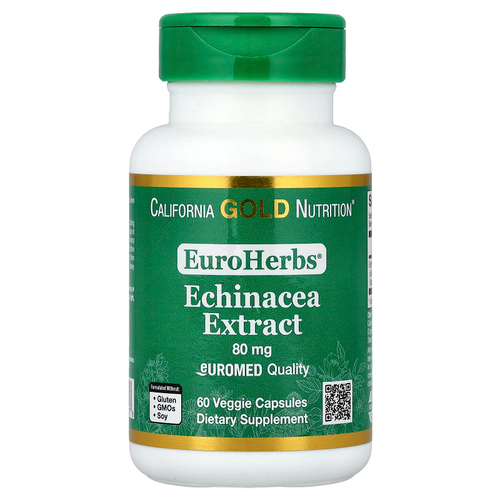 California Gold Nutrition, EuroHerbs™, экстракт эхинацеи, качество Euromed, 80 мг, 60 растительных капсул
