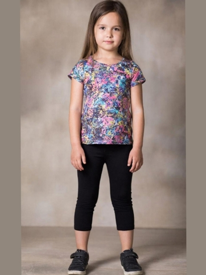 12484 Капри детские кулирка с лайкрой черный (64-122/128)