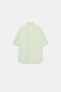 ZARA РУБАШКА ОВЕРСАЙЗ ИЗ ПОПЛИНА В ПОЛОСКУ, ЗЕЛЕНЫЙ/БЕЛЫЙ