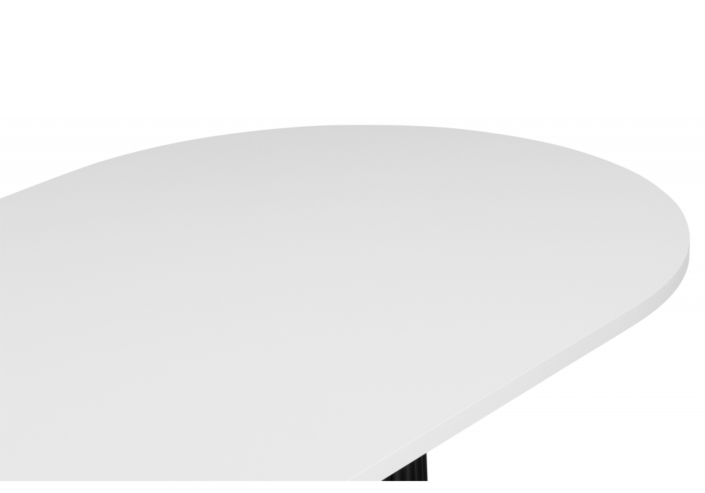 Стол деревянный Woodville Барон О 160 х 90 белая пленка шагрень, черные ноги